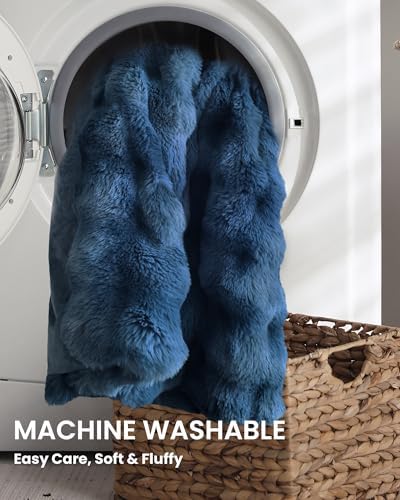 Ultra Soft Cozy Faux Fur Throw Blanket, Fuzzy Plush Thick Bubble Blanket, Oversize Luxury Fluffy Blanket for Couch