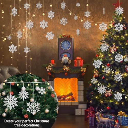 kockuu Christmas Decorations Snowflake Ornament White for Tree Decor Craft