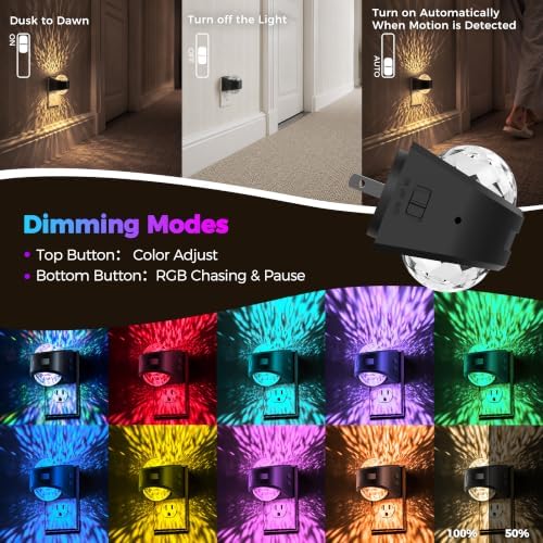 Briignite Motion Sensor Night Light Projector, RGB Warm Nightlight Plug in