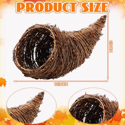 Fall Cornucopia Basket Fall Table Centerpieces 13.78'', Rustic