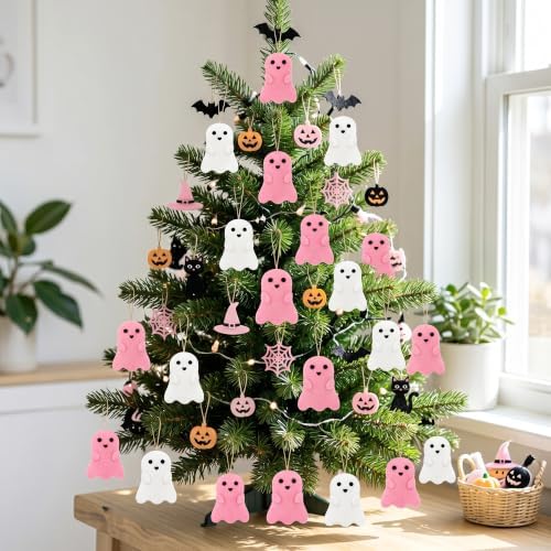 24 Pcs Halloween Ghost Hanging Ornaments Small Tree Decoration