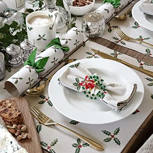 wonlex Christmas Napkin Rings Set of 6, Green Diamonds Napkin Ring for Wedding, Thanksgiving Day, Family Gatherings, Birthday and Dinner Party, Serviette for Thanksgiving Day, Xmas (Christmas Wreath)