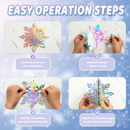 Snowflake Decorations, Paper Christmas Hanging Decor Indoor, 24-Pc