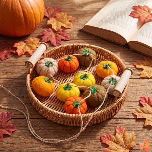 Yinder 8.2 ft Fall Pumpkin Felt Garland Autumn Decoration for Home Hanging Felt Pumpkin Banner Harvest Thanksgiving Garland Halloween Party Decor for Mantel Fireplace Farmhouse