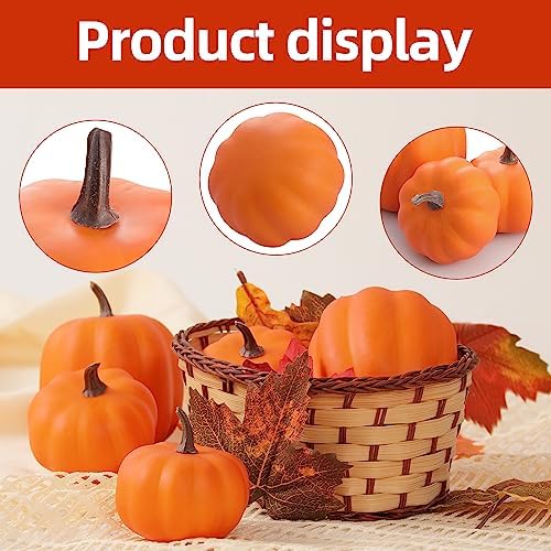 Artgar Orange Artificial Pumpkins, Harvest Decor Foam Pumpkin 8 PCS Set