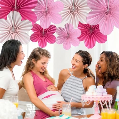 Paper Flowers Decorations for Wall Hot Pink Paper Flower Fan for Girl Party
