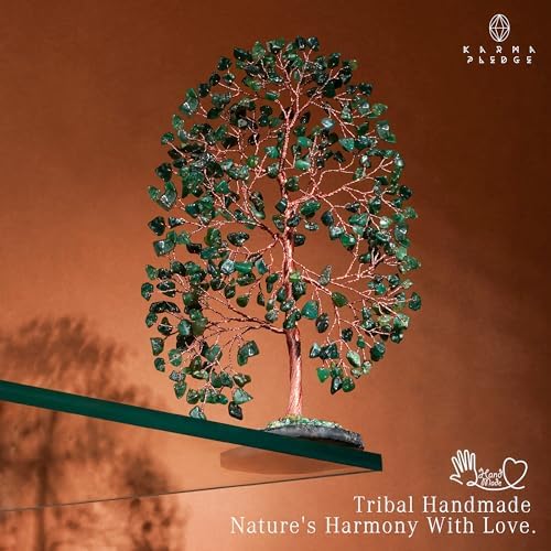 Crystal Tree of Life Birthday Gifts for Women, Men, Frineds, Handmade Green Aventurine Chakra Healing Tree for Home