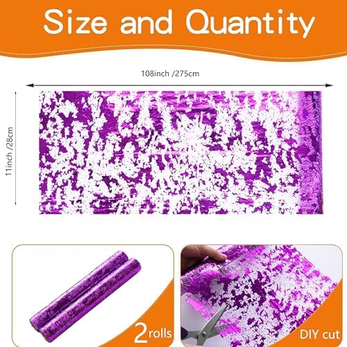 Snowkingdom 2 Pcs Purple Table Runner, Sequin Glitter Metallic Foil Thin Mesh Roll 108" Table Decorations Centerpieces for Party Wedding Bridal Shower Birthday Christmas Halloween