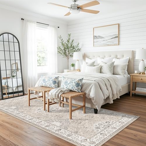 Washable 3x8 Kitchen Runner Rug: Indoor Oriental Hallway Carpet Low-Pile Stain Resistant Entryway Bathroom Area Rug Non