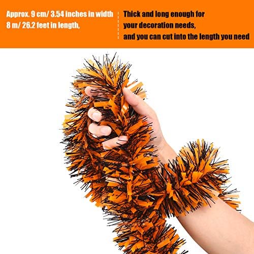 26 ft Halloween Tinsel Garland Hanging Black Orange Garland Decoration