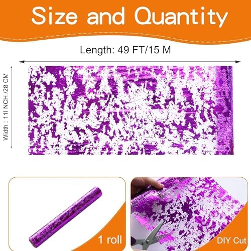 Snowkingdom Purple Table Runner, Sequin Glitter Metallic Foil Thin Mesh Roll 49 Feet Table Decorations Centerpieces for Party Wedding Bridal Shower Birthday Christmas Halloween