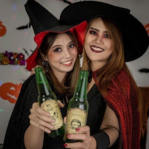 36Pcs Halloween Wine Bottle Label Stickers Retro Scary Potion Bottle Labels
