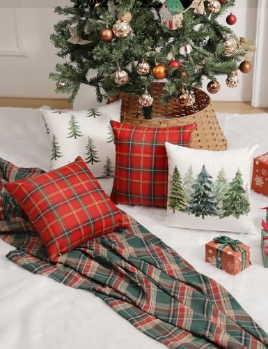 TOYPOPOR Christmas Pillow Covers 18x18 4Pcs Double‑Sided Winter Home Decor