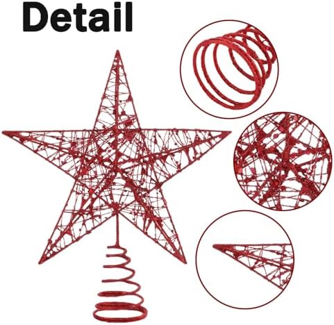 Christmas Tree Toppers Glitter Red Star for Christmas Tree Decoration