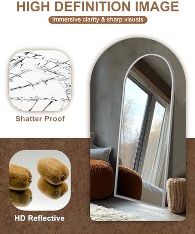 Delma Arched Full Length Mirror with Stand, 69x24 Silver Floor Mirror