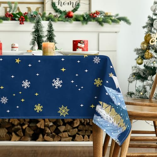 Horaldaily Christmas Tablecloth 60 x 104 Inch Rectangular Blue
