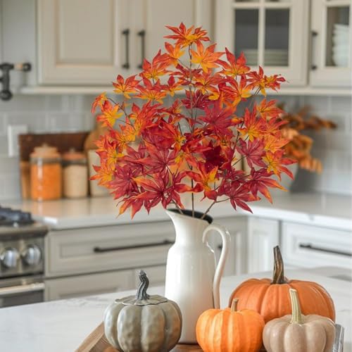 DILATATA 30 inch Artificial Maple Leaves Fake Maple Leaf Faux Fall Stem for Vase Fall Branchesfor Home Floral Arrangement Autumn Festival Thanksgiving Fall Decor
