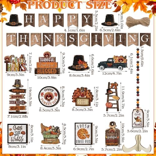 BBTO 18 Set Fall Tiered Tray Decor Rustic Farmhouse 3D Layered Wooden Signs