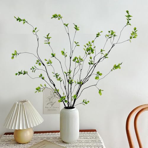 Artificial Ficus Branches Faux Eucalyptus Stems / Green / 47.2 Inch / Set of 4