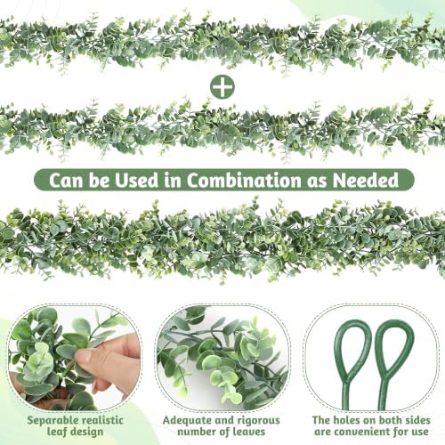 2Pack Faux Eucalyptus Garland, 11.8FT Fake Eucalyptus Vines for Decorations