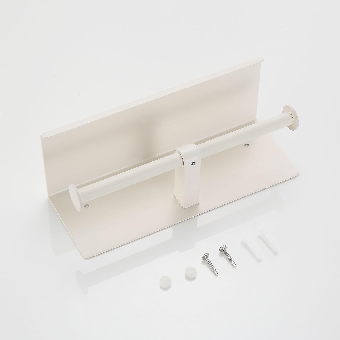 BGL Double Toilet Paper Holder with Shelf White Stainless Steel 304 Wall Mount Double Toilet Roll Holder for Bathroom