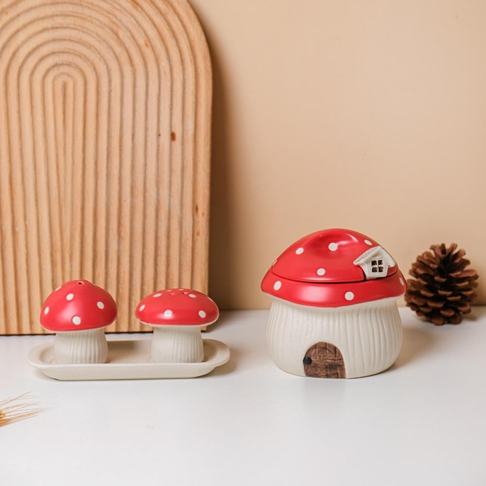 Tray / Porcelain Salt and Pepper Shakers / Green / Set of 2