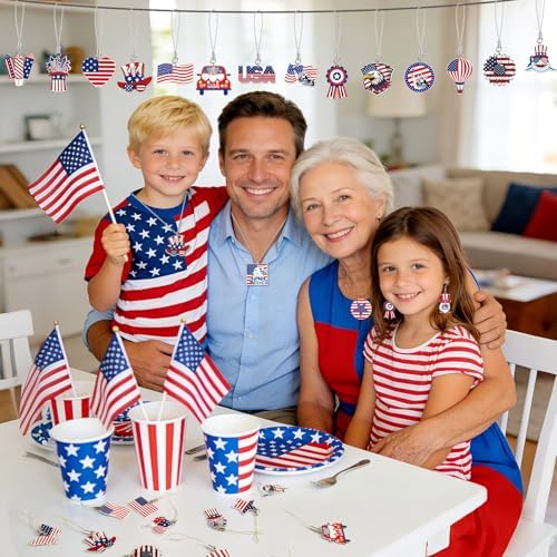 36Pcs Acrylic Patriotic Ornaments, 4th of July Ornaments for Tree