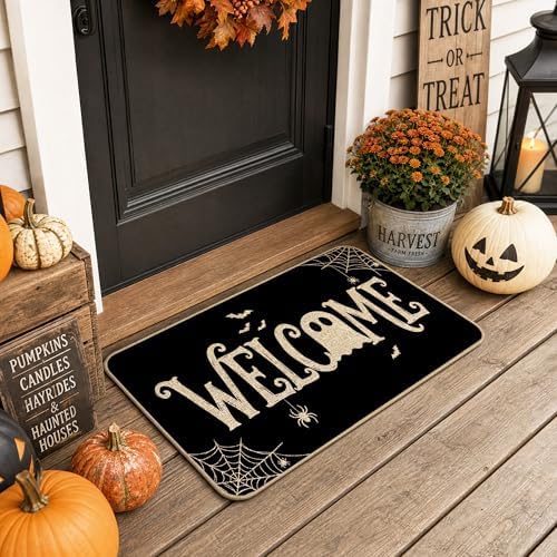 Hexagram Halloween Door Mat 17x29 Inch, Ghost Welcome Doormat