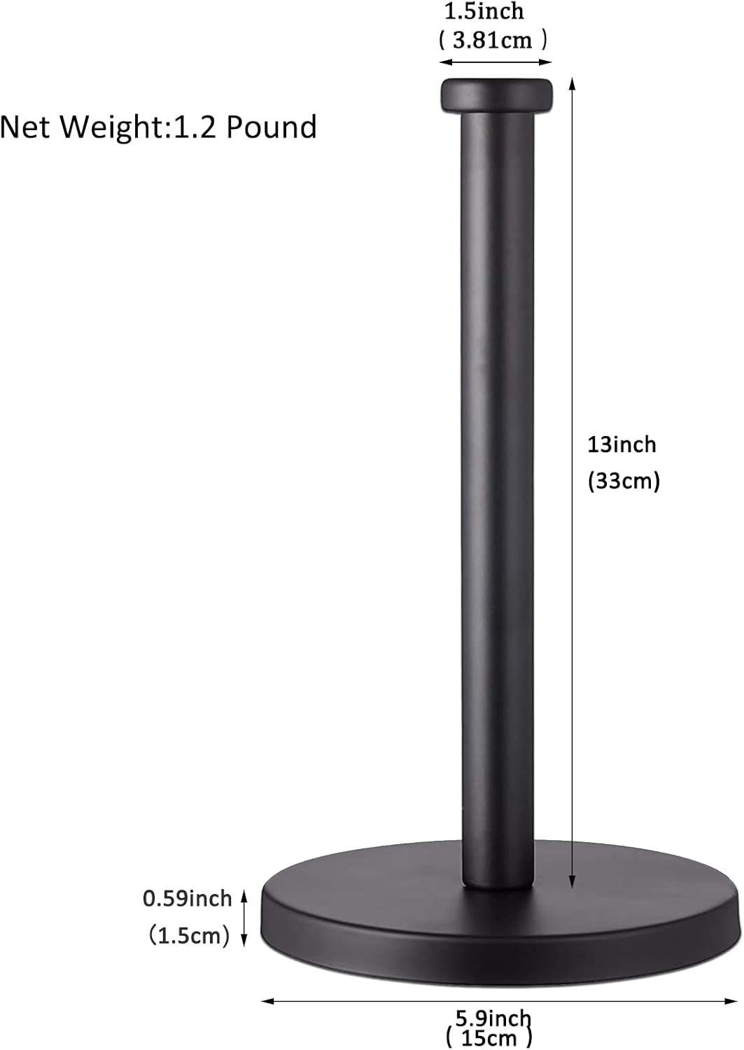 Black Standing Paper Towel Holder for Kitchen& Bathroom Countertop,Under Counter, Table Or BBQ, Standard or Jumbo-Sized