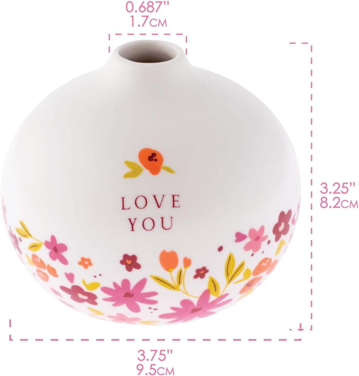 Mini Vases for Modern Farmhouse Decor / White,love You / Small