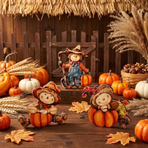 3 Pack Scarecrow Pumpkin Fall Table Sign Set