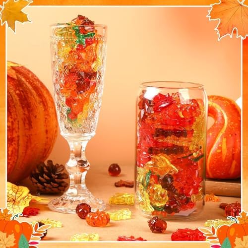 120Pcs Acrylic Leaves Mini Pumpkin Maple Leaves Acorns