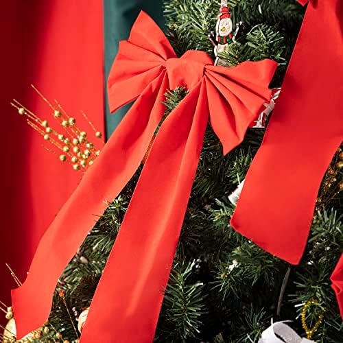 JOYIN 12 Pack Christmas Red Velvet Bows, 16" Long by 9" Wide Decorative Christmas Bows for Wreath Garland Christmas Tree Decor, Indoor Outdoor Holiday Decorations
