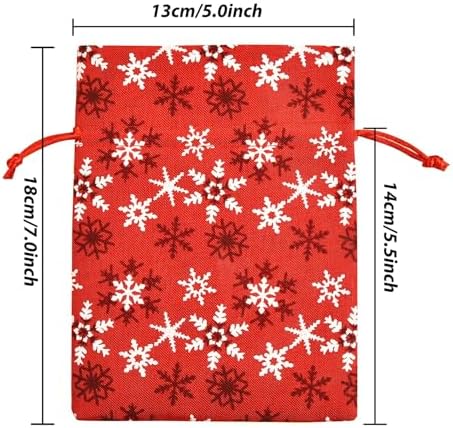 12 Pack Of Christmas Gift Bags With Drawstring Reusable Designs For Christmas Party Supplies Favors (snowflake, 13 * 18cm/5 * 7inch)