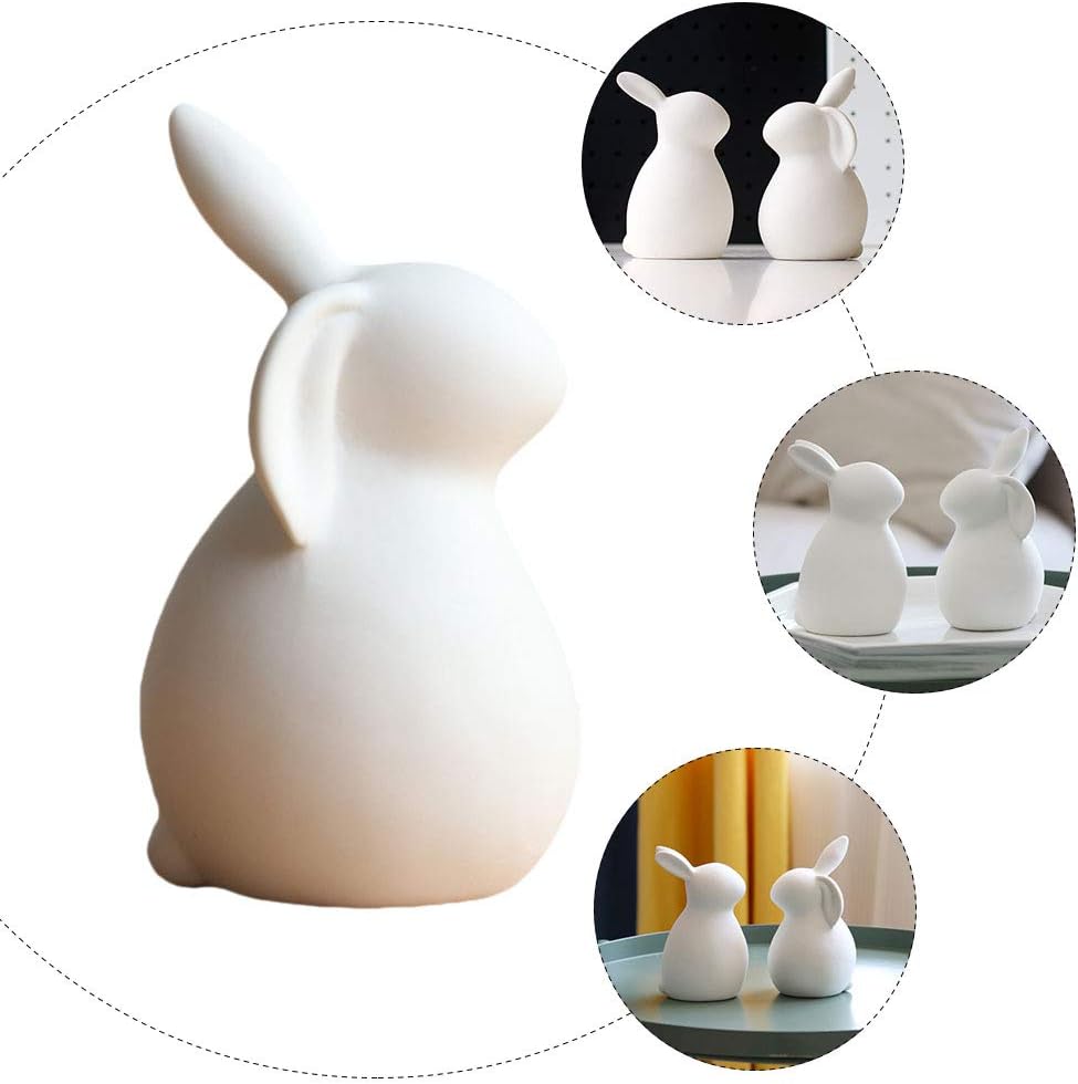 Modern Rabbit Statue / White / Set of 2