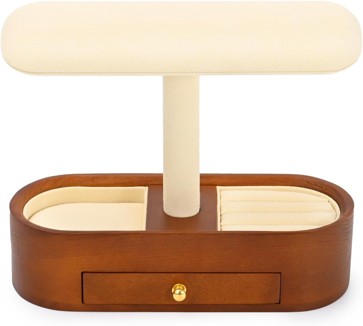 Oirlv Solid Wood Watch Stand with Drawer T-bar Watch Holder Organizer for Men and Women Showcase Bracelet Bangle