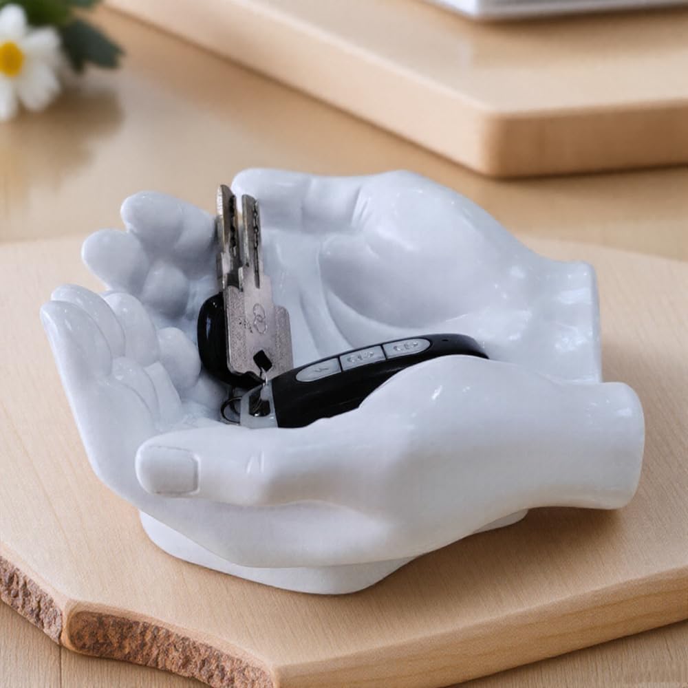 Hand Key Holder Bowl Funny Entryway Key Tray for Desk & Home Decor