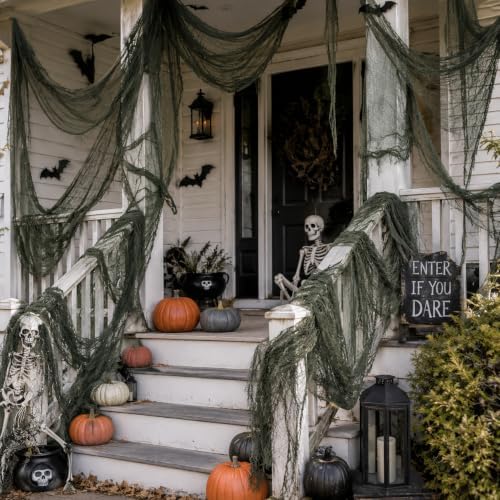5 Pcs Green Halloween Gauze Creepy Cloth Fabric Tapestry Decor Decorations