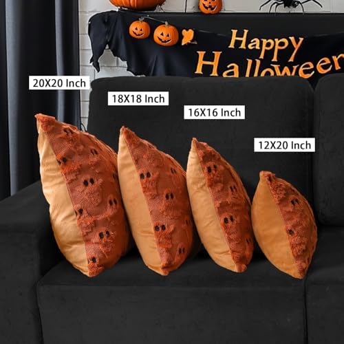 Halloween Pillow Covers 18x18 Set of 2 Rust Red Ghost Farmhouse Home Decor