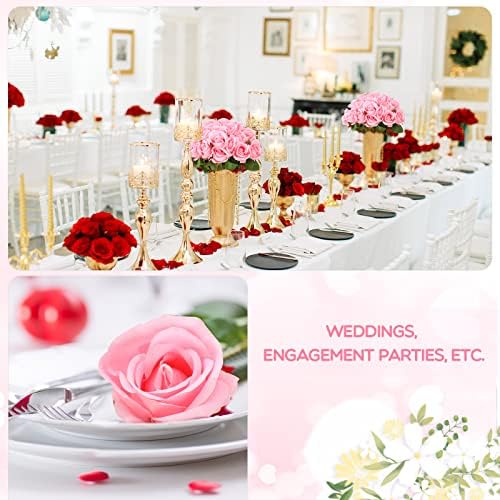 Jexine 100 Pcs Artificial Roses Flowers Bulk, Pink