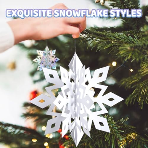 Snowflake Decorations, Paper Christmas Hanging Decor Indoor, 24-Pc
