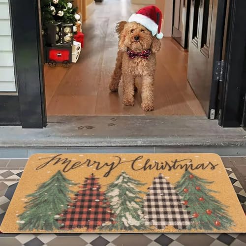Winter-Chirstmat Welcome-Pine-Trees-Doormat for Outdoor - Xmas-Home-Decor
