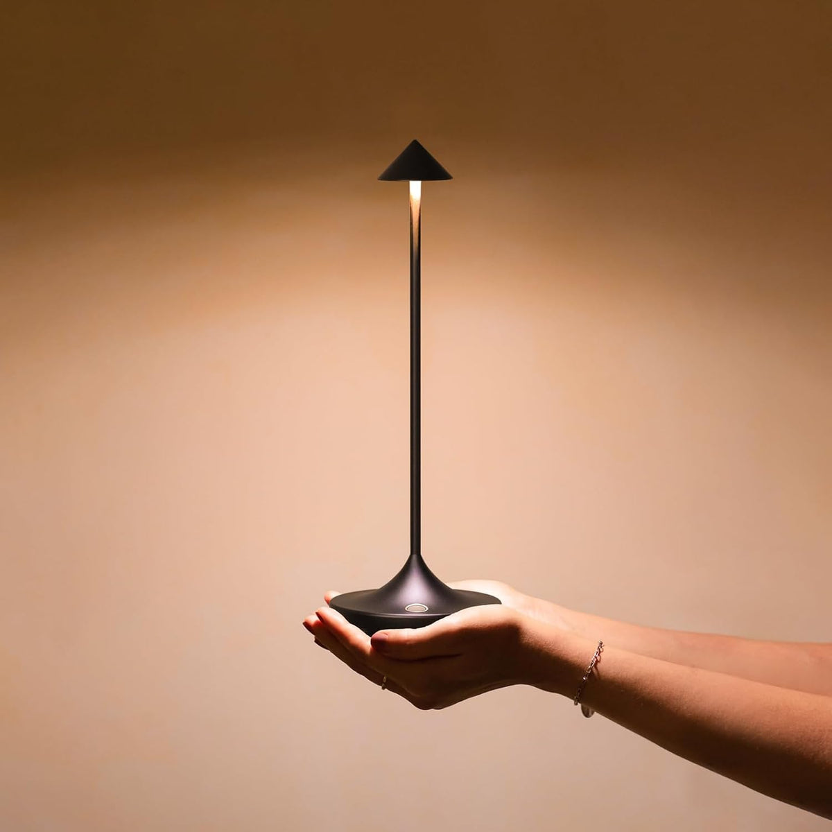 2-Pack Cordless Rechargeable LED Table Lamp (Black) | 6000mAh Battery, 3-Color Stepless Dimming, IP54 Waterproof &