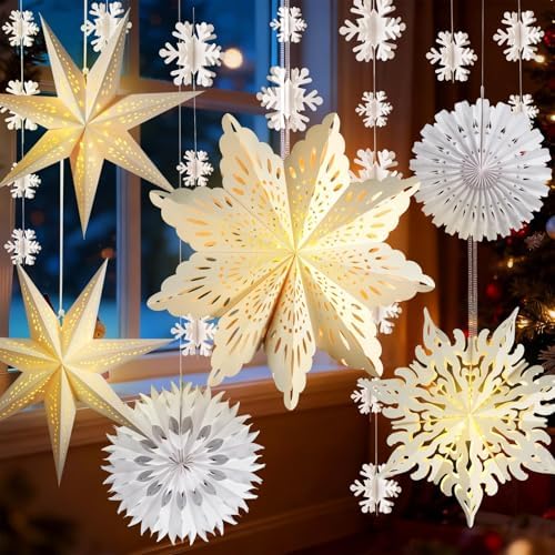 Christmas White Winter Wonderland Snowflake Party Hanging Decorations