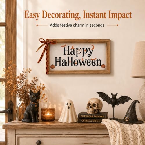 Happy Halloween Sign Pumpkin Bat Ghost Wall Table Shelf Home Decor
