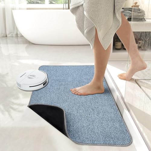 Bath Mat,Ultra Thin Bathroom Rugs,Rubber Bath Mats for Bathroom,No Slip Bath Rugs,Quick Dry,Machine Washable,Low