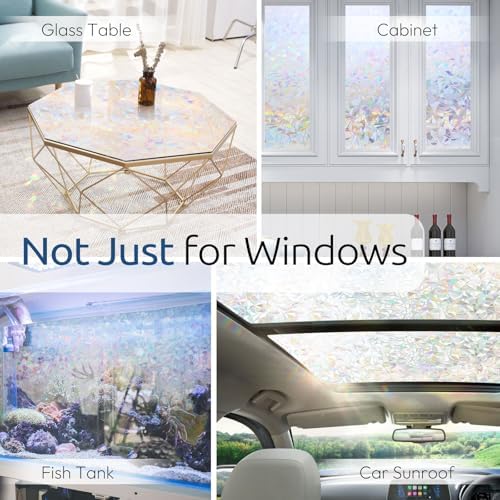 rabbitgoo Rainbow Window Privacy Film, Stained Glass Cling, 29.5" x 78.7"