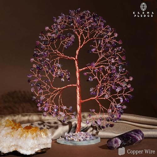 Crystal Tree of Life Birthday Gifts for Women, Men, Frineds, Handmade Amethyst Chakra Tree for Home, Room, Office