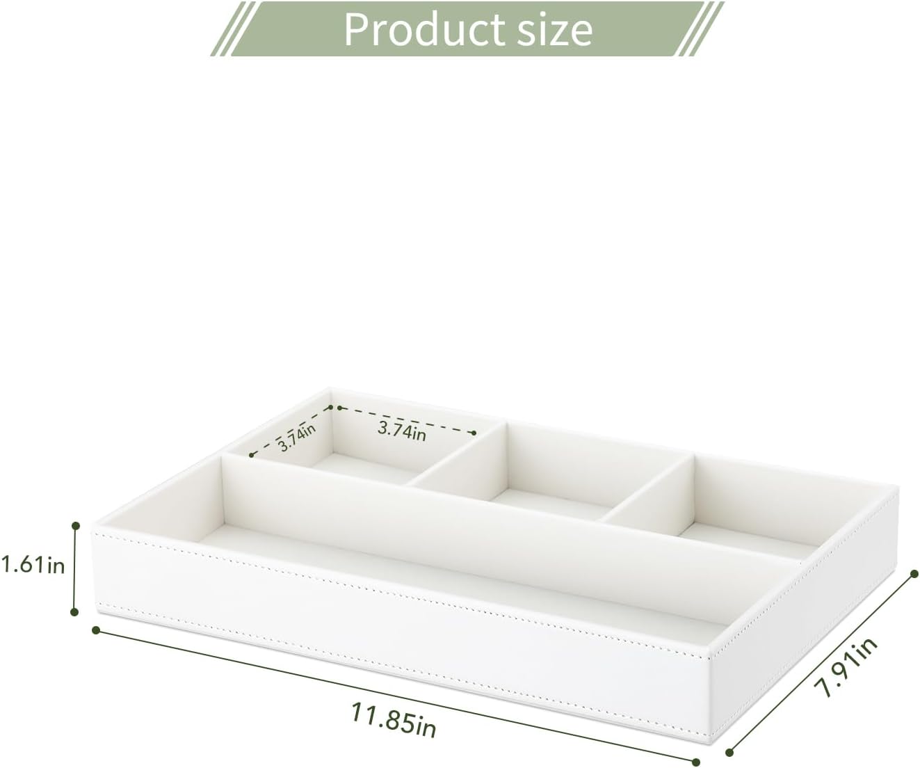 Faux Leather Valet Tray / Cream White