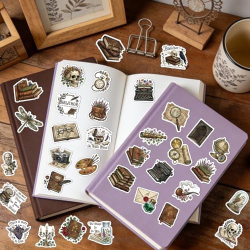 100 Pcs Dark Academia Stickers Gothic Bookish Decals
